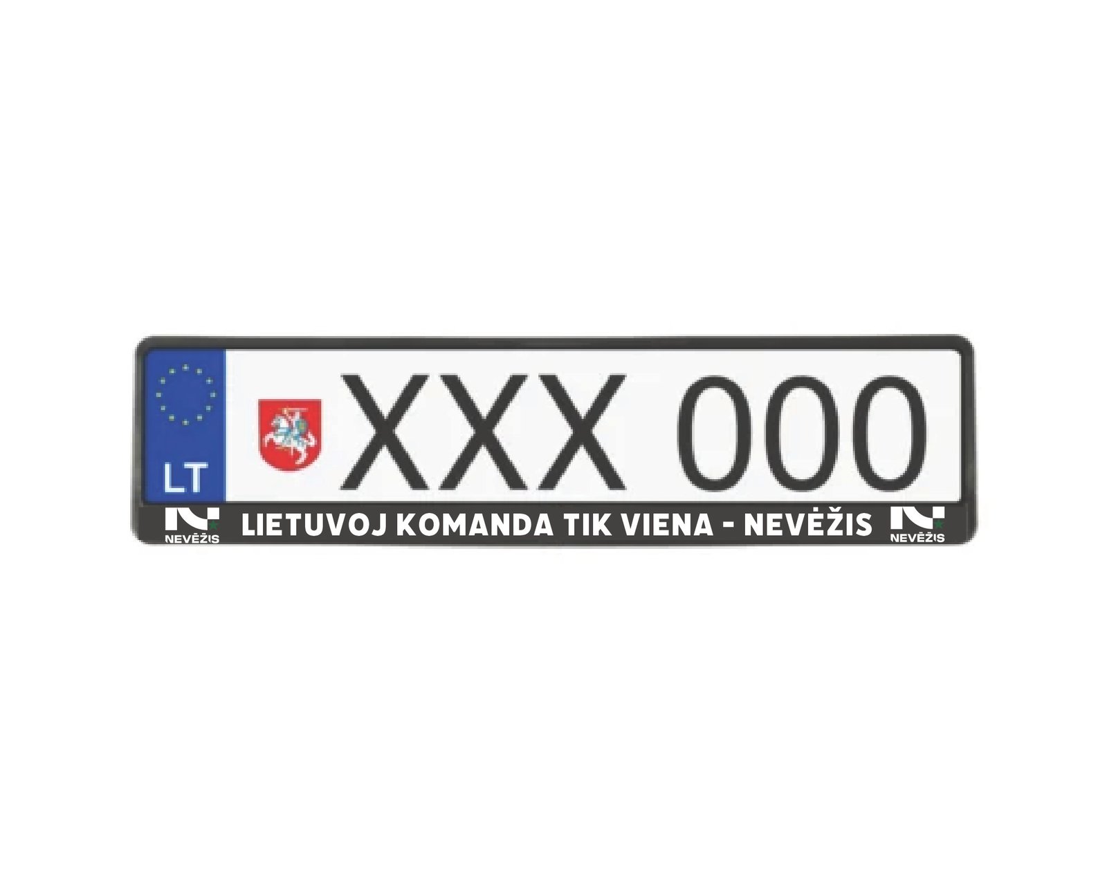 Automobilio rėmelis ,, LIETUVOJ KOMANDA TIK VIENA - NEVĖŽIS''